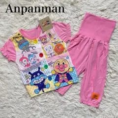 新品　アンパンマン　半袖　ベビーパジャマ　90 ピンク　前ボタン　腹巻きパンツ