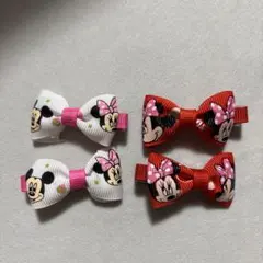 ミッキー ミニー リボンヘアピン 4個セット