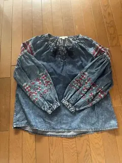 FREAK'S STORE刺繍入りデニム長袖ブラウス