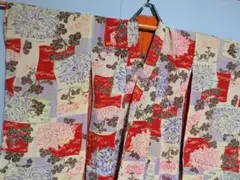 03子供用着物 菊 ジャンクアンティークリメイク生地取り素材