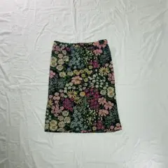 フラワープリント ひざ丈スカート