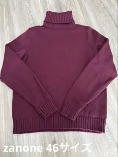 ZANONE バーガンディ タートルネックニット 46
