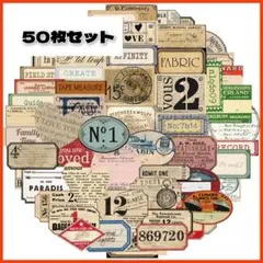フレークシール まとめ売り ステッカーコラージュ レトロ ラベル 英字 数字