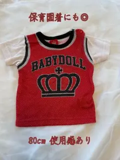 BABYDOLL Tシャツ 80cm 赤 メッシュ ロゴ 半袖 男女兼用