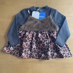 ディズニーミッキーミニー　女の子ファーキャミ重ね着風長袖カットソー