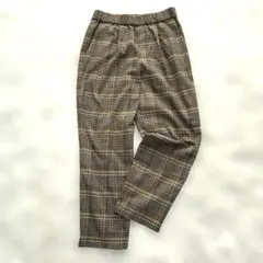 PASSIONE パシオーネ チェック柄 テーパードパンツ ブラウン系 40