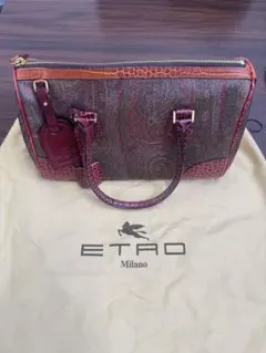 【極美品】ETRO エトロ ハンドバッグ ペイズリー柄×クロコ型押し 保存袋付のサムネイル