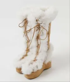 ファー付き厚底ロングブーツ