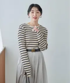 FREAKS STORE ボーダー カラー タックリブ ニットプルオーバー