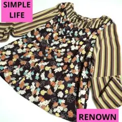 SIMPLE LIFE・レナウン★長袖シャツ・ブラウス・柄物・花柄ストライプ・Fのサムネイル