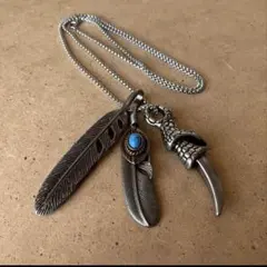 チェーンネックレス シルバー 羽根&爪モチーフ ユニセックス アメカジ ペア