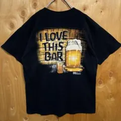 ギルダン ビール お酒 バックプリント L 黒 Tシャツ 半袖 USA古着