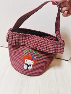 り*♥様 ハローキティ チェック柄 トートバッグ