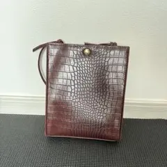 ブラウン クロコダイル風 ショルダーバッグ