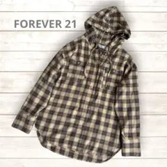 FOREVER 21 チェック柄フーディビッグシャツ　フリーサイズのサムネイル