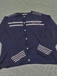 ネイビー ストライプ ニットカーディガン