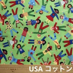USA コットン　元気が出るポップなスクールキッズ柄