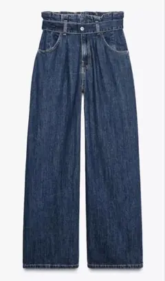 ZARA ダークブルー ワイドレッグデニム 36