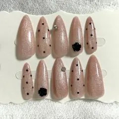 ⑬ ネイルチップ マグネット フレンチネイル ドット バラ ワンホン