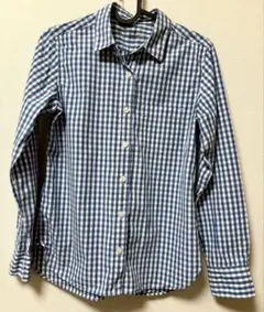 無印良品 ギンガムチェック 長袖シャツ ブルー Mサイズ