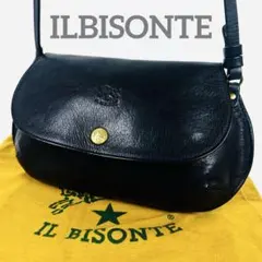 イルビゾンテ　超美品　ショルダーバッグ　ロゴ型押し　金ボタン　本革　サコッシュ