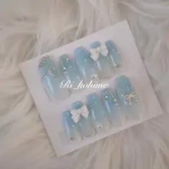 ネイルチップ現品フレンチガーリーちゅるんワンホン韓国ニュアングラデーションy2k