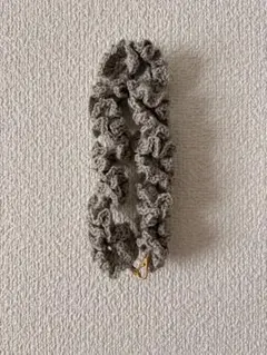 【ハンドメイド】フリルデザイン スマホショルダーストラップ グレー 約35cm