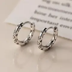 No194 高級感フープピアス［シルバー］高品質 金属アレルギー対応