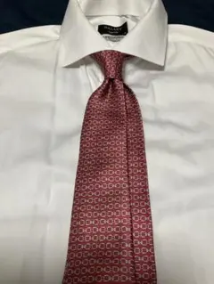 BVLGARI 赤いパターンネクタイ