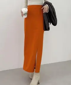 【美品】スリット入りハイウエスト ラインスカート