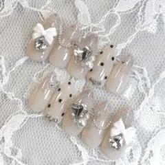 75♡ ネイルチップ ワンホン フレンチガーリー スナ系 量産型 ちゅるん