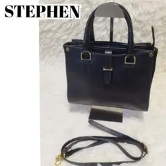 極美品】STEPHEN ブラック ハンドバッグ　トートバッグ　ブラックのサムネイル
