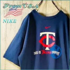 NIKE ミネソタ・ツインズ Tシャツ ネイビー 半袖 M 紺色 ビッグロゴ