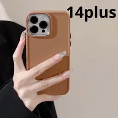 iPhone用ケース　カバー　ブラウン　14plus