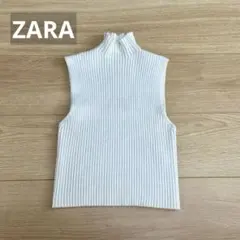 ZARA ザラ ホワイト クロップド ノースリーブ セーター Sサイズ