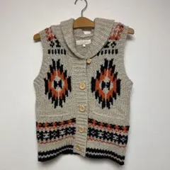 Letter ノルディック柄 ニットベスト M