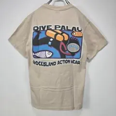 スーベニア　半袖　Tシャツ　S　良デザイン　ビッグプリント　ベージュ　古着コーデ