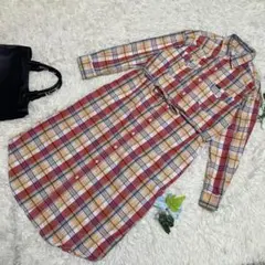 極美品　LEE リー　ロングシャツワンピース　チェック　ビックシルエット　F