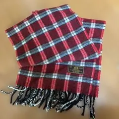 ラムウール 赤と黒 チェック マフラー