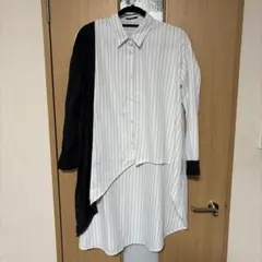 osmosis　オズモーシス　ストライプシャツ 白と黒アシンメトリーのサムネイル