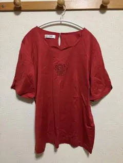 MICALADY ミカレディ 半袖カットソー 赤 刺繍入り 大きなサイズ LLのサムネイル