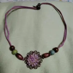 ハンドメイド 花モチーフ ネックレス