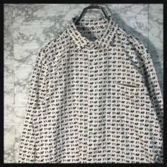 アーノルドパーマー　長袖シャツ　総柄　胸ポケット　袖先刺繍ワッペン　コットン