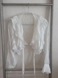 フリル付きホワイトクロップドシャツのサムネイル