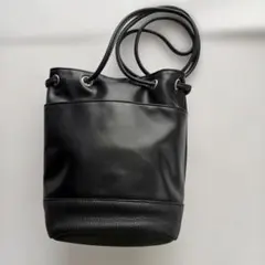 LAKOLE ラコレ 2WAY 巾着ショルダーバッグ ブラック フェイクレザー