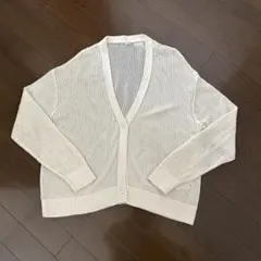 ユニクロメッシュアイボリー 長袖カーディガン