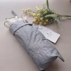 晴雨兼用　杢グレー　ランバンオンブルー　フリル　UVカット