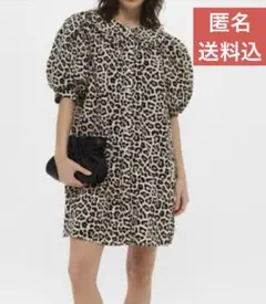 新品　エイチ&エム H&M シャツワンピース 半袖 ミニ ヒョウ柄