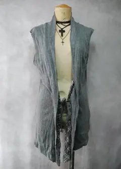 y2k　ロングカーディガン　ノースリーブ　グランジ　平成ギャル男　60402