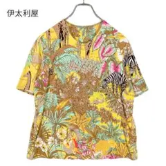 伊太利屋 総柄アニマル柄花　鳥　ヒョウ　シマウマ　トップス 半袖 派手柄 日本製のサムネイル